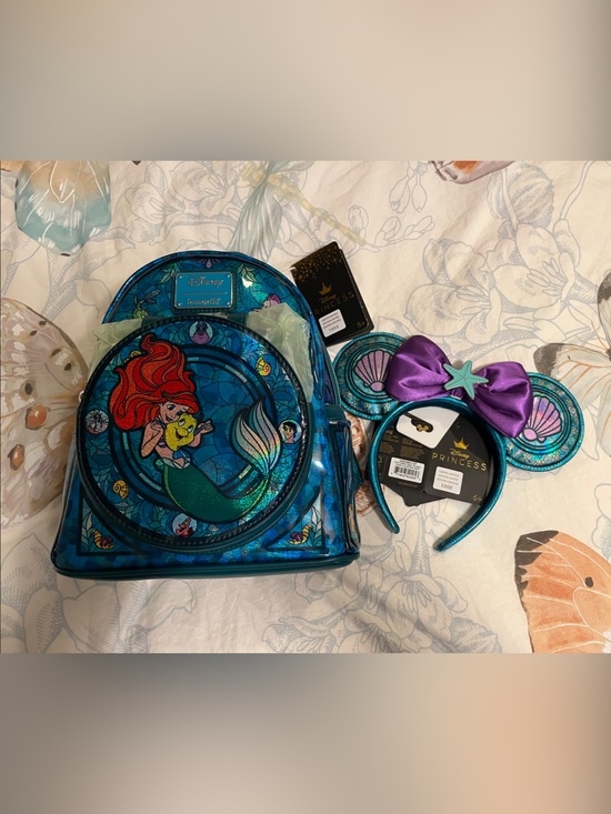 Loungefly Accessories - Loungefly The Little Mermaid Limited Edition Stained Glass Mini Backpack Set